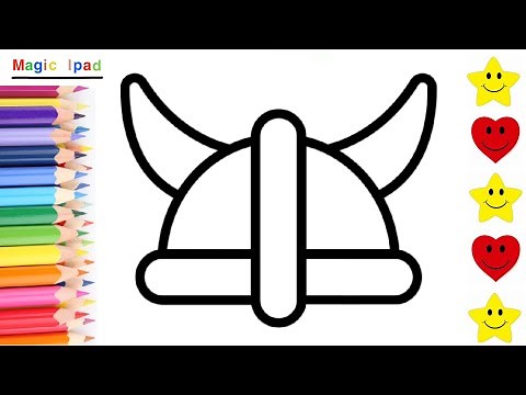 Como dibujar un CASCO DE VIKINGO | dibujos para niños 💓⭐ How to draw a VIKING HELMET | for kids