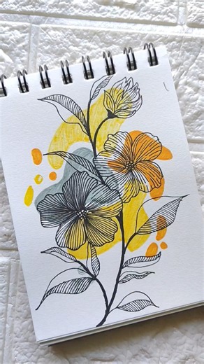 Easy Floral Pen Art | Beautiful Flower Drawing with Colorful Background | DIY Art#