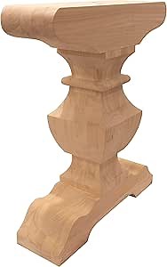 Osborne Wood Products Baron Hardwood Single Trestle Table Base, Furniture Pedestal for DIY Farmhouse Dining Table Design, Unfinished and Sanded Wooden Base