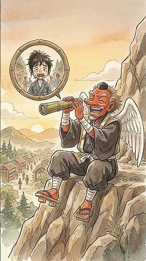 天狗をだました結果...😱 The Invisible Cape Trick! #JapaneseFolklore #昔ばなし