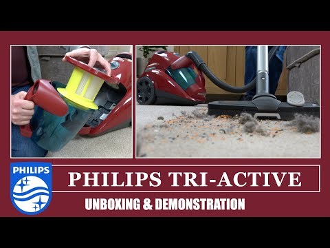 Philips Tri-Active Bagless Vacuum Cleaner Unboxing & Demonstration