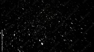 Falling snow in the dark, heavy wind and snowing, slow motion