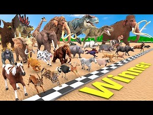 Ultimate Race 39 Wild Animals Vs Dinosaurs Speed Challenge Which is fastest animal? Revolt Simulator
