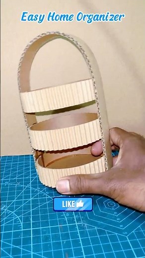 Beautiful 3 Layer Cardboard Basket Making at Home #shorts