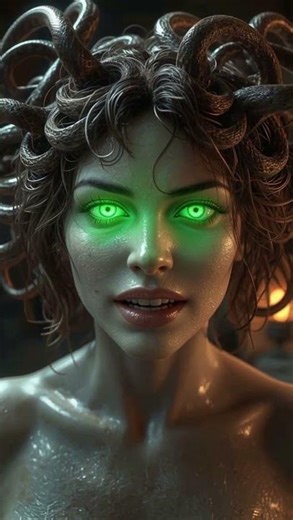 Medusa 3D Animation: Snake Hair Gorgon Turns Head in Horror | Mythical Medusa Glows