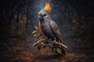 Modèle STL branche de perroquet cacatoès | Sculpture miniature d'oiseau à crête (téléchargement numérique) - Etsy France