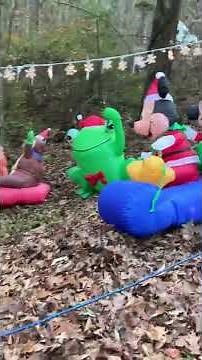 Gemmy Christmas inflatables Mickey and Minnie Mouse sledding review!