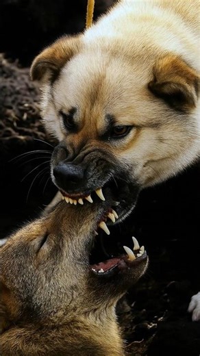 A husky bit a wolf while hunting.
