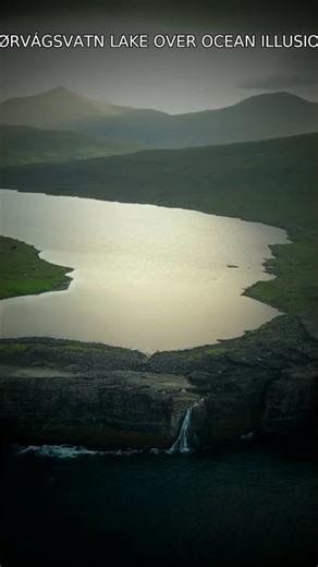 Sørvágsvatn Lake Over Ocean Illusion Aerial View #shorts