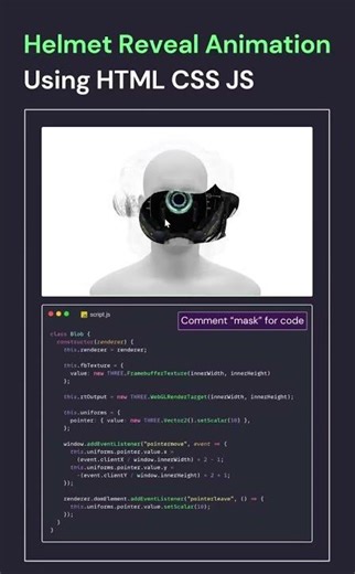 Animation Helmet Reveal using HTML CSS JavaScript Simple and Amazing Hover Three Js Animation 🚨