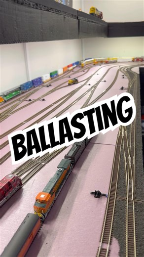 Started ballasting one of the main lines #trains #railroad #railway #nscsle #modeltrains