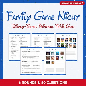 FAMILY GAME NIGHT Printable Trivia | 6 Rounds & 60 Questions | Dis'ney Trivia | Instant Download | Pdf Files - Etsy