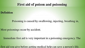 First aid of poison and poisoning - SlideServe