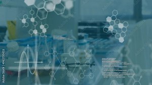 Animating hexagonal molecular structures and scientific data over laboratory background