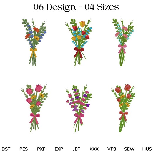 Spring Wildflower Bouquet – Floral Embroidery Design - Etsy