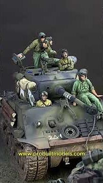 1:35 WW2 US Tanks Moving Through a European Village Diorama