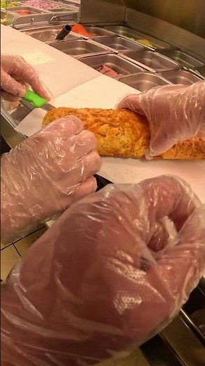 Subway Sandwiches POV How To Cut Herb and Cheese Footlong At Subway Training