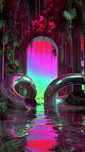 It feels like slipping into a lucid dream you’ve had before but can’t place. Neon water, chrome corridors, color-shift sunsets—like a memory of a world that never existed. A liminal escape. A soft disconnection from the noise. For the curious, the dreamers, the ones who chase surreal worlds and ambient wonder. You’re not supposed to explain these spaces — just feel them. #poolrooms #dreamcore #vaporwave