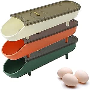 Egg Storage Box for Refrigerator Time Record Function Automatic Rolling Egg Container, Egg Holder for Fridge Storage 3Pack Egg Trays For Kitchen Stackable