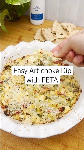 Easy Artichoke Dip with FETA! #appetizer #shorts