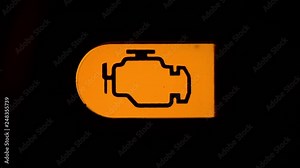 Check engine light symbol that pops up on dashboard when something goes wrong with the engine