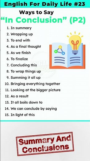 30+ Phrases To Use Instead Of "In Conclusion" (P2) #shorts #english #speakenglish
