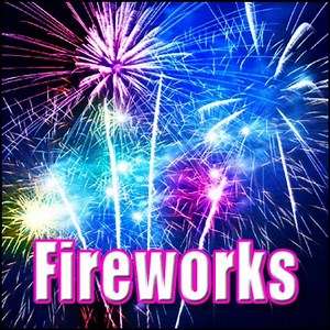 Fireworks - Fireworks Display: Long Constant Puttering Bursts, Distant Crowd, Fireworks