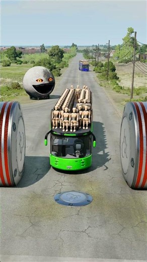 Car & Capsule Buses vs Hydraulic Crush - BeamNG.Drive