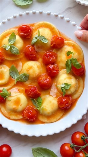 ✨Caprese Ravioli with Whipped Ricotta, Burst Cherry Tomatoes & Basil ✨ A delicious caprese ravioli filled with whipped ricotta & lemon zest, tossed in a burst cherry tomato sauce with micro basil 🍅🌿 Recipe on my website! #pasta #food #ravioli #caprese #dinnerinspo #ThePastaTable | The Pasta Table