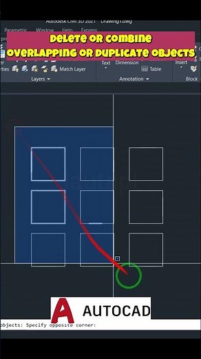 Delete or combine duplicate objects in autocad #autocad #tutorialautocad #autocadtipsandtricks