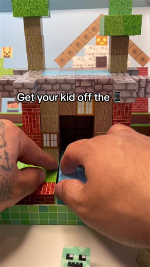 Minecraft magnetic blocks! So fun to play with! And the kids stay busy for hours playing with these toy blocks! #Minecraft #kids #fyp #foryoupage #momsoftiktok @Magnetopia