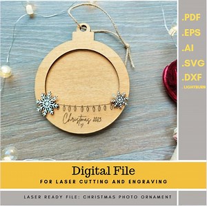 Laser Cut Christmas Photo Ornament: Snowflake Picture Frame SVG (digital File) - Etsy
