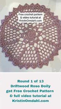Round 1 of 13 of the Easy & Quick Driftwood Rose Doily Free Crochet Pattern