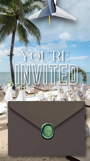 Our Passport Style Destination Wedding Invitation ✈️🌴 Canva Design❤️