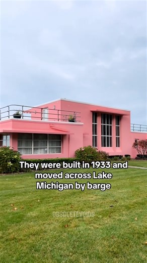 Tucked along the lakefront in Beverly Shores, the Worlds Fair Homes are five futuristic houses originally built for the 1933 Chicago Century of Progress Expo. After the fair ended, they were moved to Indiana, with some even floated across Lake Michigan by barge, and preserved as rare examples of experimental architecture from the era. Today they stand as colorful and quirky reminders of what people in the 1930s imagined the future would look like. What do you think… would you live in one of thes