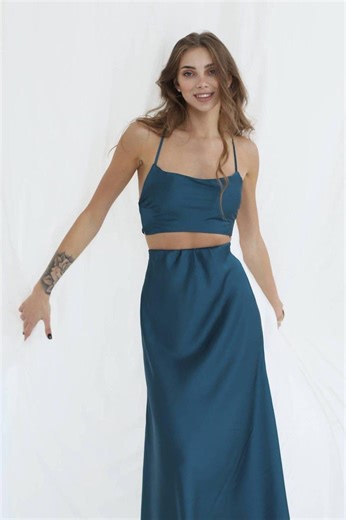 Emerald Silk Cowl Neck Cami Top: Satin Spaghetti Straps - Etsy