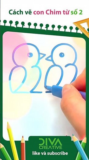 How to Draw Two Birds from Number 2 🐦🐦 Cute and Easy to Understand for Kids