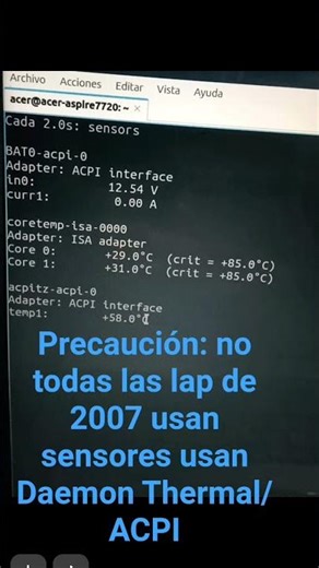 acpi con Daemon thermal /ACPI para lap tops de 2007 #linuxforbeginners #lubuntu