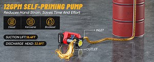 TaskStar 260W Fuel Transfer Pump Battery Powered, 12GPM Electric Pump Kit with 21V 4.0Ah Battery & Charger, Portable Cordless Pump with Auto-off Nozzle & 2x 6.6FT Hoses Diesel Kerosene Transfer Pump