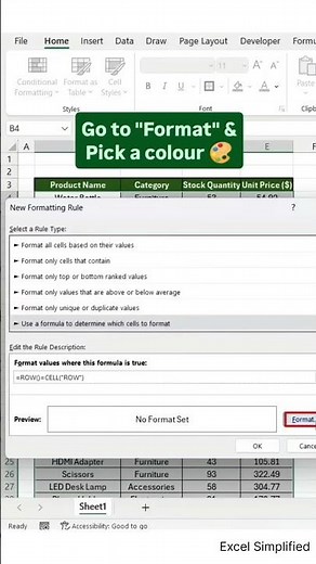 Excel Trick: Highlight the Active Row and Cell Automatically #excel