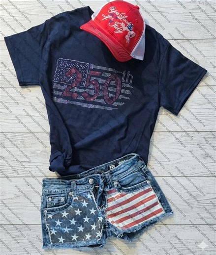 Women's Navy 250th Anniversary Bling T-shirt | Red White Blue Rhinestone 250 Patriotic Tee | 1776-2026 - Etsy