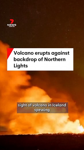 4.5K views · 13 reactions | A timelapse video has captured a remarkable sight of a volcano in Iceland spewing ash and clouds against the stunning backdrop of the Northern Lights. #Volcano #Iceland #7NEWS | 7NEWS Sunshine Coast | Facebook