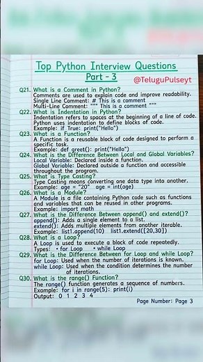 Top 50 Python Interview Questions & Answers! 🐍🔥