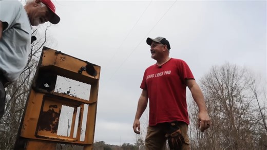 An excavator hidden in the swamp