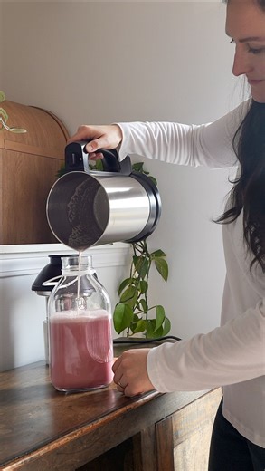 Samantha Scott on Instagram: "I love when I can offer the whole family a fun and nutritious treat. 🍓#ad Making this Strawberry Beetroot Almond Milk was a breeze using the @almondcow Almond Cow makes the experience of making plant-based milk at home simple and fun. There’s no straining involved and it takes less than a minute. Plus, making your own milk means you never need additives, fillers or questionable ingredients! Use my code: charlieandcrew for a discount! Comment ‘Strawberry’ or send me