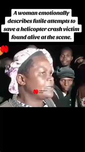 A woman emotionally describes futile attempts to save a helicopter crash victim found alive at the scene.