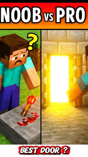 “Noob vs Pro Redstone Door in Minecraft 😱🔥 #minecraftshorts”