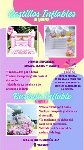 Alquiler de Castillos y Burbujas Inflables para Fiestas