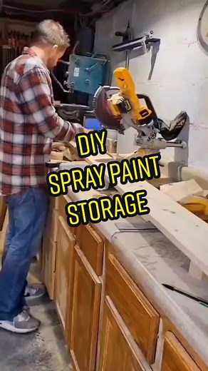 DIY Spray Paint Storage! #diywoodwork #diywoodprojects #beginnerwoodworking #diyfurniture #woodtok #fyp #smallwoodshop #spraypaint #diyshelves
