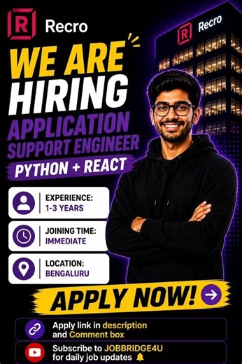 Recro Hiring Application Support Engineers 🔥 Python + React Jobs | Apply Now
